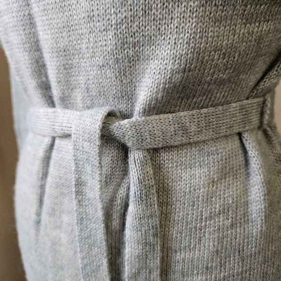 Vintage 70s 80s Celebration Grey Fair Isle Turtleneck Sweater Dress Belt Midi M - Picture 6 of 8